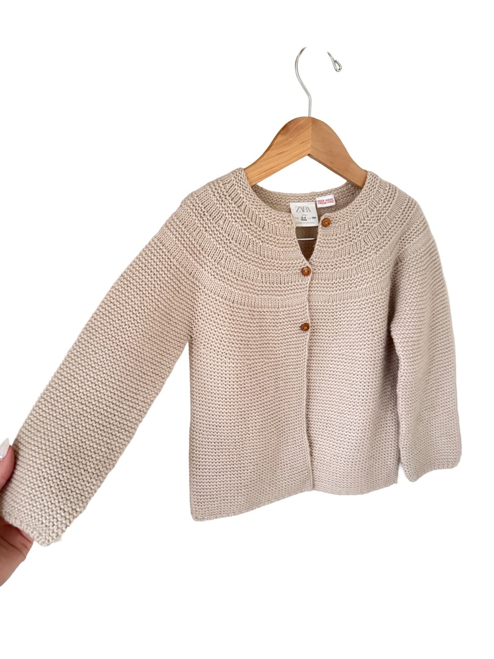 ZARA Cream Textured Knit Button-Front Cardigan Size 3/4